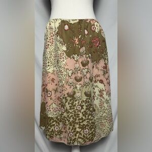 PREMIERE COLLECTION Vintage Floral Preppy Cottage Midi Skirt Size M